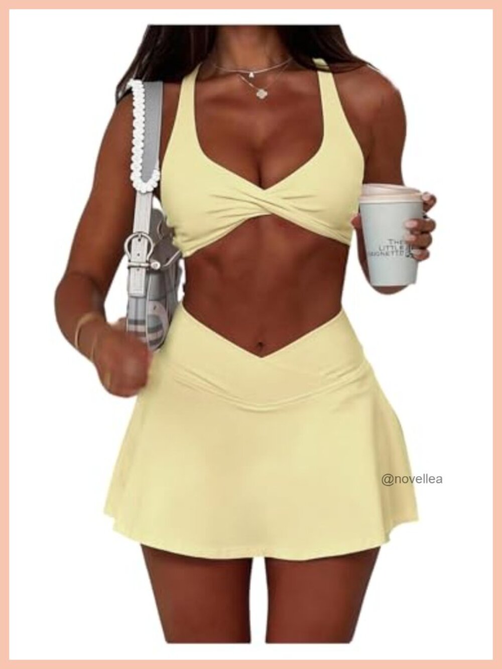 Women 2 Piece Sport Skort Set Tank Top Built-in Shorts Athletic